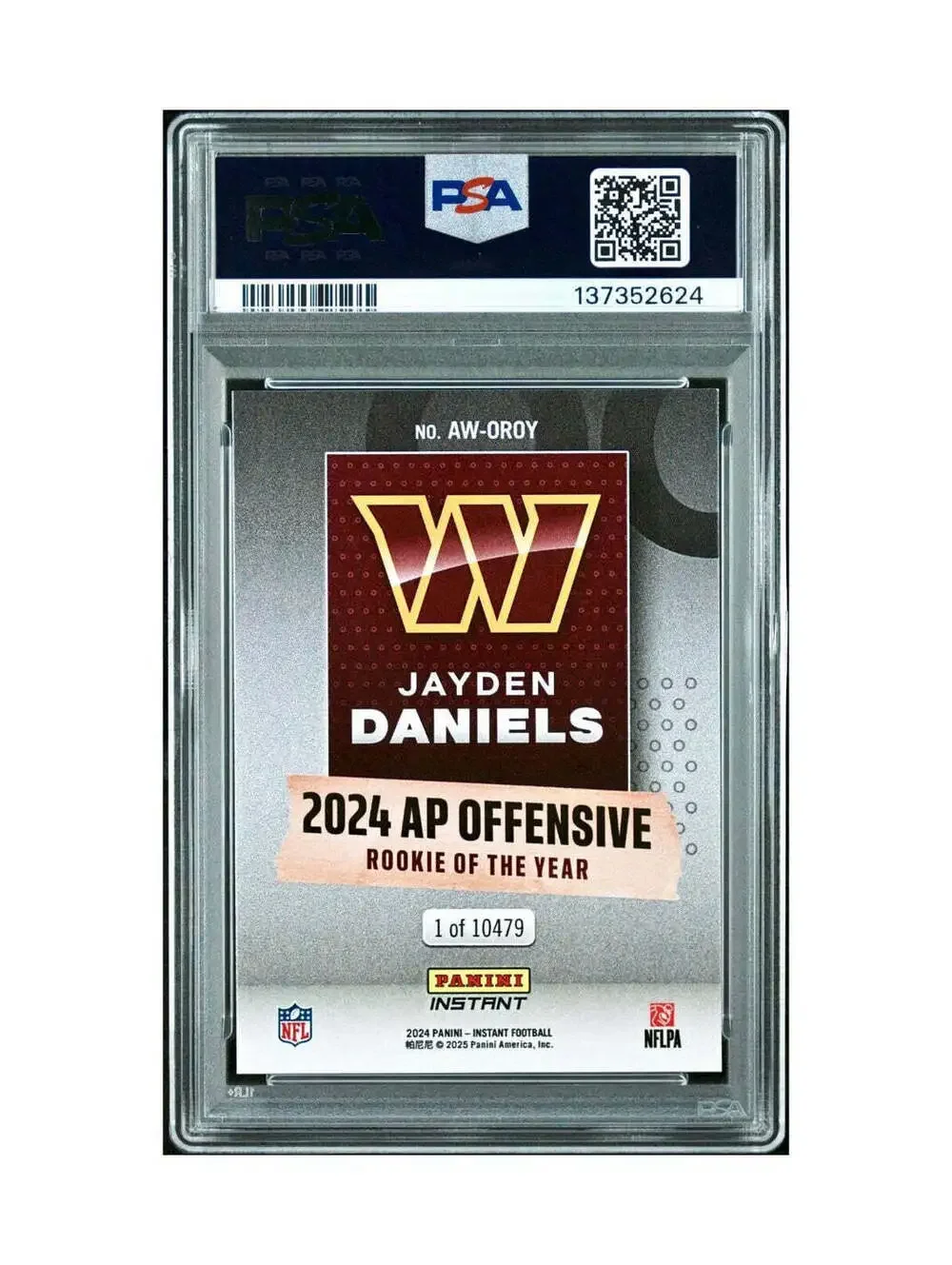 Jayden Daniels 2024 Panini NFL AP Offensive Rookie of the Year Commanders PSA 9